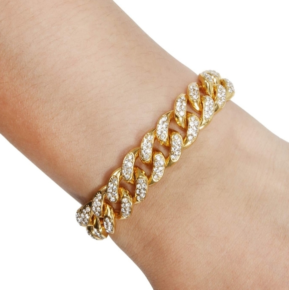 Cuban Chains 18K gold Plated Iced-Out Necklace set - Picture 2 of 7